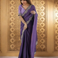Lorenvalley Fashion Lavender Rangoli Silk with Coding Lace Work Saree with Blouse - Swadesiicart