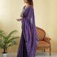 Lorenvalley Fashion Lavender Rangoli Silk with Coding Lace Work Saree with Blouse - Swadesiicart