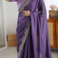 Lorenvalley Fashion Lavender Rangoli Silk with Coding Lace Work Saree with Blouse - Swadesiicart
