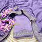 Lorenvalley Fashion Lavender Rangoli Silk with Coding Lace Work Saree with Blouse - Swadesiicart
