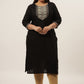 Yufta Black Embroidered Kurta Plus Size Women - Swadesiicart