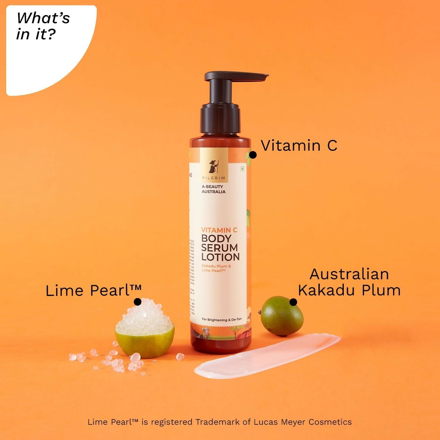Pilgrim Australian Vitamin C Body Serum Lotion with Kakadu Plum & Lime Pearl, Fades Dark Spots & Evens Skin Tone For Brightening & Detan - Limited Time Offer - Swadesiicart