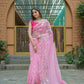 Vamsee Kiki Baby-Pink Organza Saree - Swadesiicart