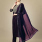 Jyoti Fashion Women's Purple Silk Blend Embroidery & Sequence work Kurta with Trouser & Dupatta | Swadesiicart