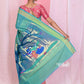 Very Much Indian Handloom Pure Cotton Paithani -Turquoise Blue | Swadesiicart