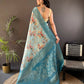Joban Fashion Sky Blue Floral Motifs Banarasi Silk Sarees | Swadesiicart