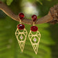 Joban Fashion Women Red Stone Matte Gold Earrings | Swadesiicart