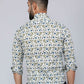 Miravan Men's White & Blue Floral Print Cotton Regular Fit Shirt | Swadesiicart