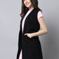 Even Apparels Black Polywool Open Front Corduroy Women's Long Coat | Swadesiicart