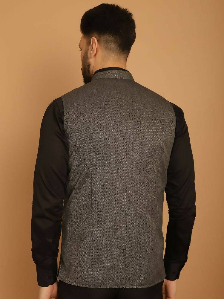 Even Apparels Nehru Jacket With Welt Pockets - Grey | Swadesiicart