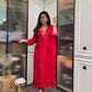 The52 Red Beautiful Embroidered Rayon Fabric Straight Kurta Pant with Dupatta Set - Swadesiicart