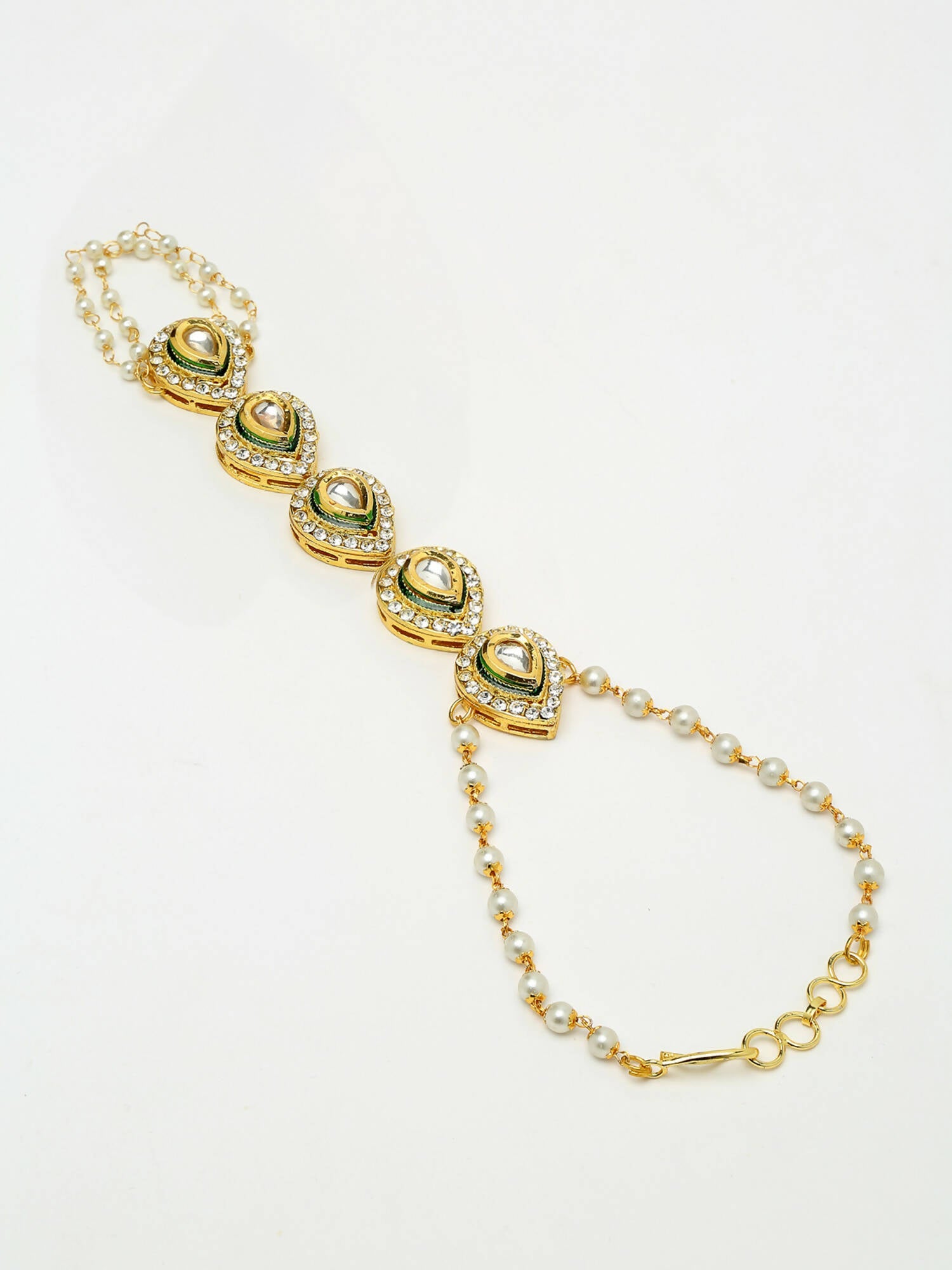 Kundan Hand Harness Set Of 2 - Ruby Raang - Swadesiicart