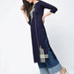 Aniyah Cotton Straight Kurta Blue Color With Patchwork (AN-106K) - Swadesiicart