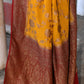 Joban Fashion Yellow Crepe Chiffon Pure Handloom Banarasi Silk Saree | Swadesiicart