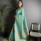 Joban Fashion Light Blue Banarasi Soft Lichi Silk Checks & Woven Saree | Swadesiicart