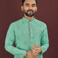 Anaita Turquoise Embroidered Silk Straight Kurta