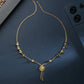 AanyaCentric Gold-Polished Short Mangalsutra Set with Earrings - Swadesiicart