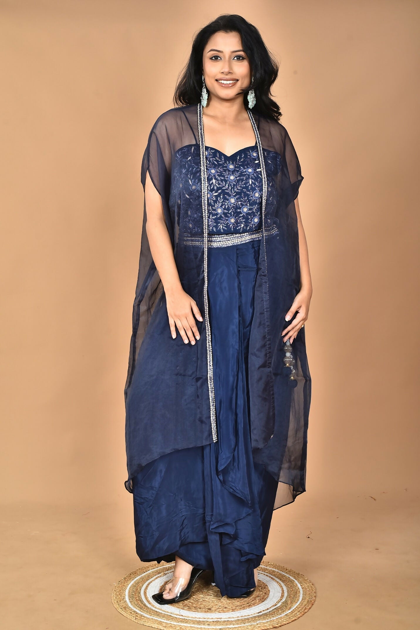 Morchari Women Hand Embroidery Crop Top-Blue - Swadesiicart