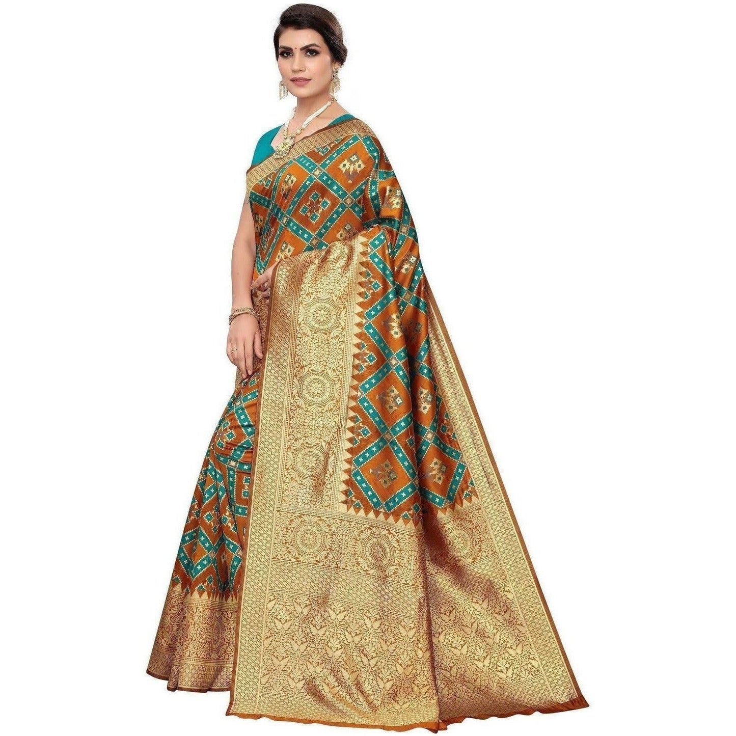 Vamika Banarasi Jaquard Mustard Weaving Saree (Banarasi 19) | Swadesiicart
