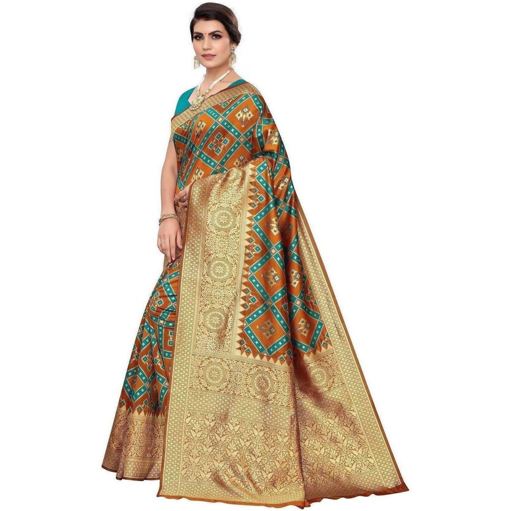 Vamika Banarasi Jaquard Mustard Weaving Saree (Banarasi 19) | Swadesiicart