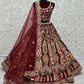 Jyoti Fashion Women's Maroon Velvet Multi Thread Embroidered with Zircon Diamond Work Wedding Lehenga Choli | Swadesiicart