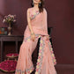 Ai Fashion Cream Soft Star Georgette Embroidery Party Wear Saree
