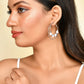 VOJ Women Sliver-Plated Pearl Stainless Steel Hoop Earrings - Swadesiicart