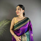 Joban Fashion Purple Banarasi Soft Silk Woven Saree | Swadesiicart