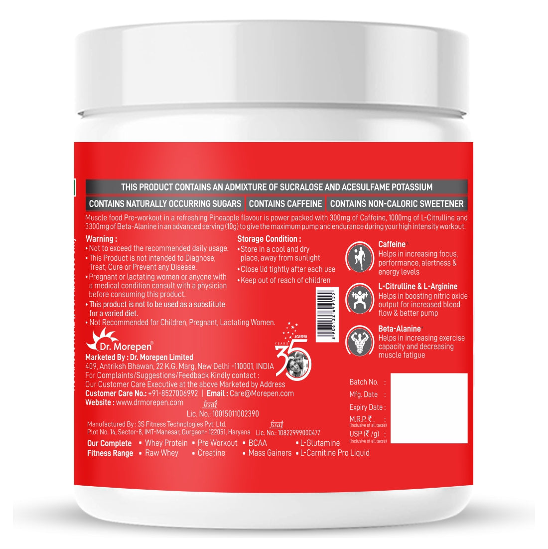 Dr Morpen Muscle Food Pre-Workout (Pineapple Play) | Swadesiicart