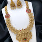 Jewel City Traditional Temple Design Gold Necklace Set with Red and Green Stone Accents - Bridal Jewelry | Swadesiicart