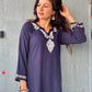 Gharana India Luxury Rayon Navy Blue Chikankari Kurta Set | Swadesiicart
