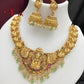 Jewel City Opulent Gold Peacock Lakshmi Temple Necklace Set - Handcrafted Antique Finish Bridal Jewelry with Emerald & Pearl Accent | Swadesiicart
