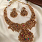 Jewel City Gold Lakshmi Temple Necklace Set - Bridal Jewelry with Ruby and Emerald Accents | Swadesiicart