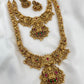 Jewel City Majestic Two-Tier Lakshmi Temple Necklace Set - Antique Gold Bridal Jewelry with Multi-Stone Accents | Swadesiicart