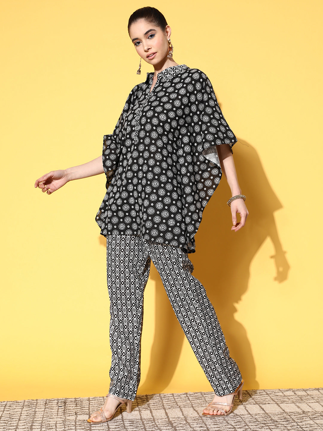 Yufta Printed Cotton Top with Trousers - Swadesiicart