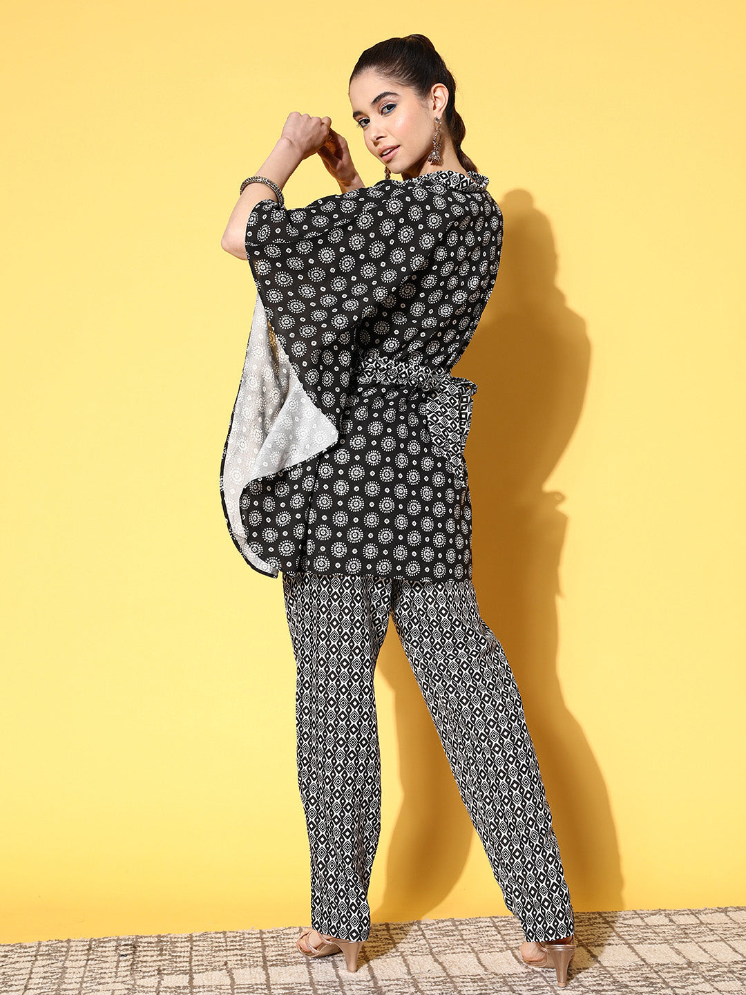 Yufta Printed Cotton Top with Trousers - Swadesiicart
