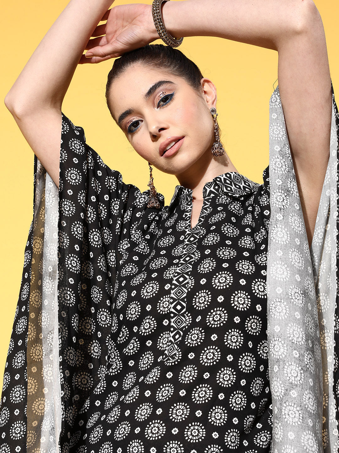 Yufta Printed Cotton Top with Trousers - Swadesiicart