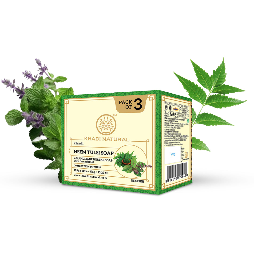 Khadi Natural Herbal Neem Tulsi Soap Combo Pack Of 3 – 125gm Each