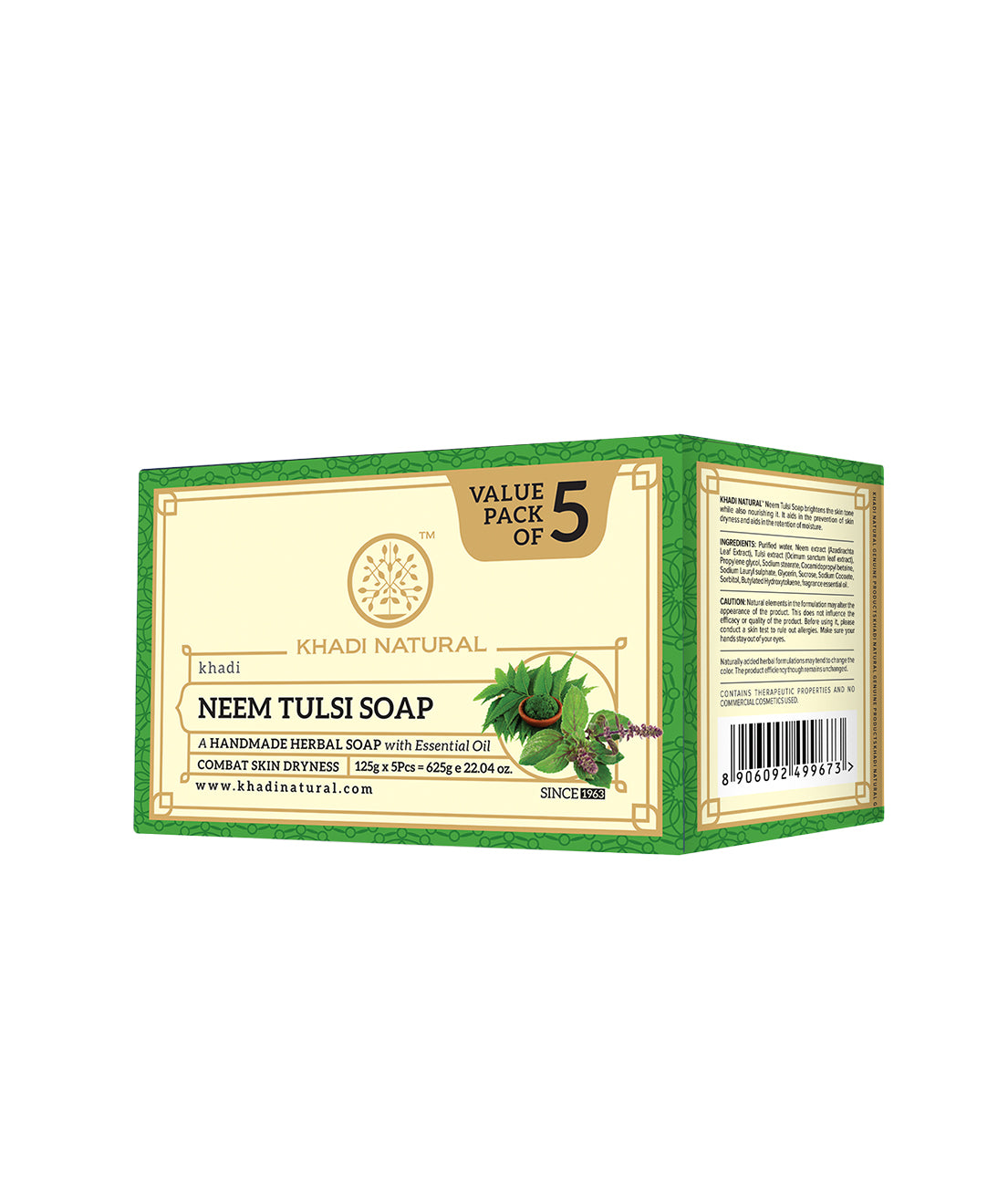 Khadi Natural Herbal Neem Tulsi Soap Combo Pack Of 5 – 125gm Each