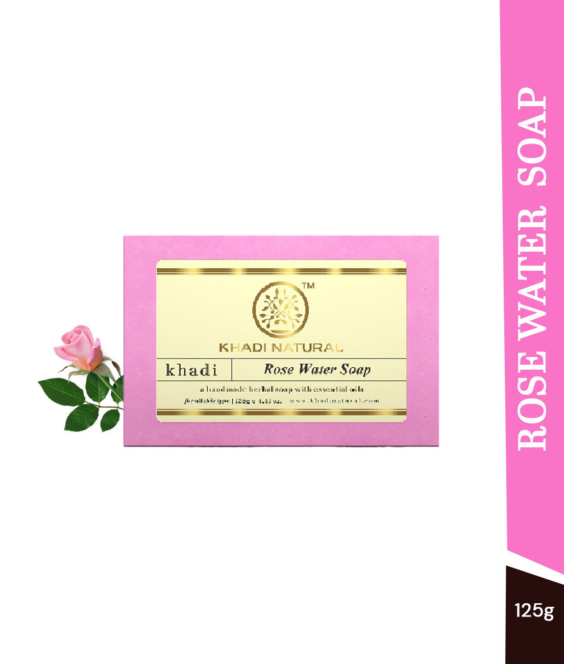 Khadi Natural Herbal Rose Water Soap - 125gm