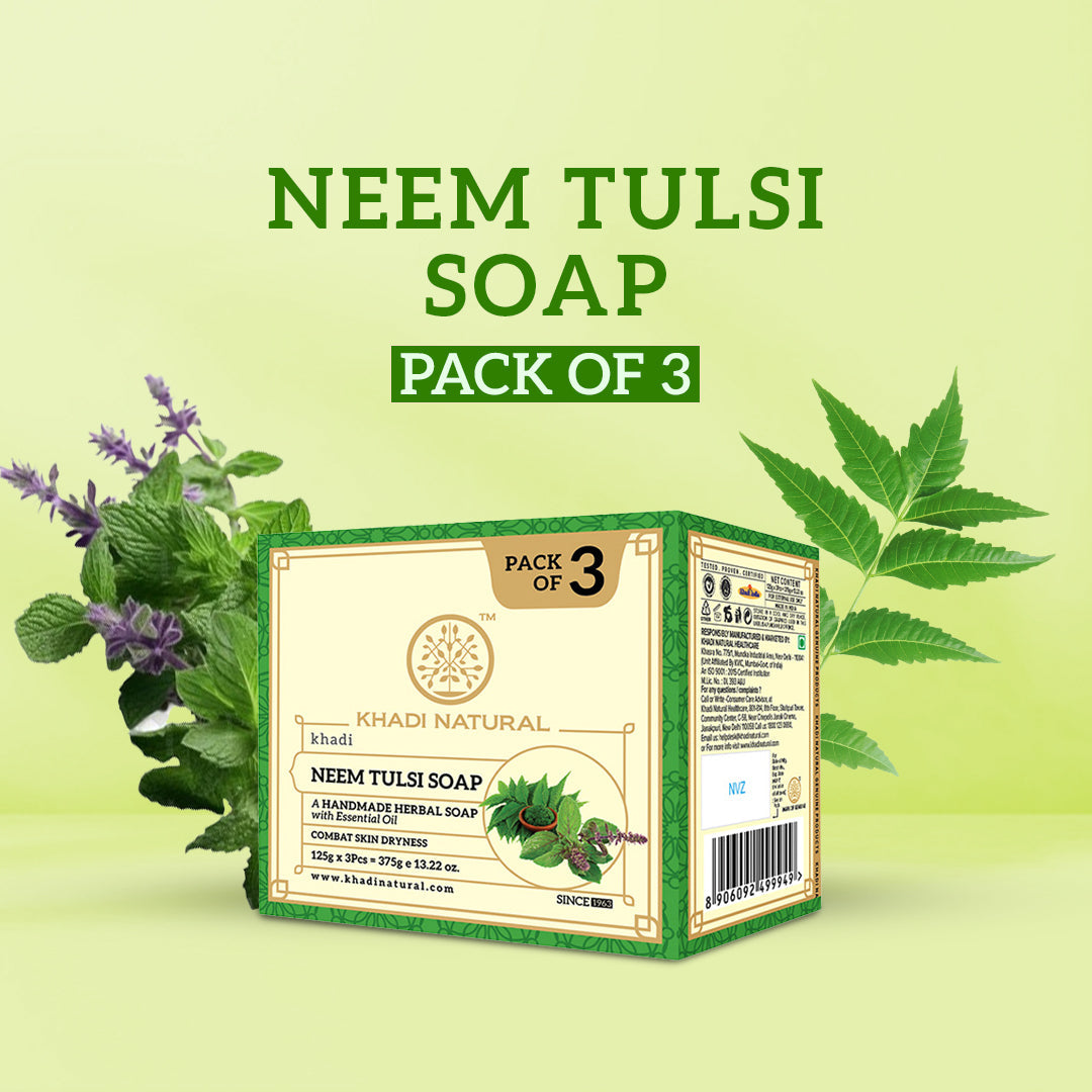 Khadi Natural Herbal Neem Tulsi Soap Combo Pack Of 3 – 125gm Each