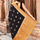 Joban Fashion Black Crepe Chiffon Pure Handloom Banarasi Silk Saree | Swadesiicart