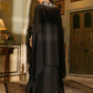 Janasya Black Georgette Solid Top Bottom Cape | Swadesiicart