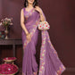 Ai Fashion Light Purple Soft Star Georgette Embroidery Party Wear Saree