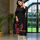 Juniper Women's Black Floral Printed Rayon Kurta With Button Closure - Swadesiicart