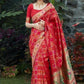 DEIANA'S Beautiful Designer Golden zari Soft Lichi Silk Saree - Red - Swadesiicart