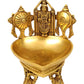 Spillbox Gold-Toned Brass Shangu Chakra Perumal Tirupathi Diya Pooja Essential | Swadesiicart