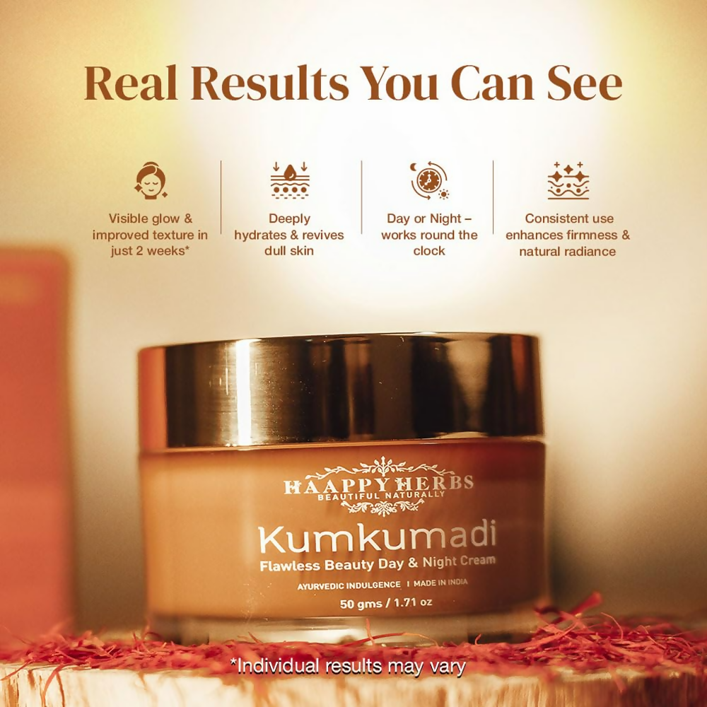 Haappyherbs Kumkumadi Flawless Beauty Day & Night Cream - Swadesiicart