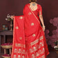 Joban Fashion Red Floral Motifs Banarasi Silk Sarees | Swadesiicart