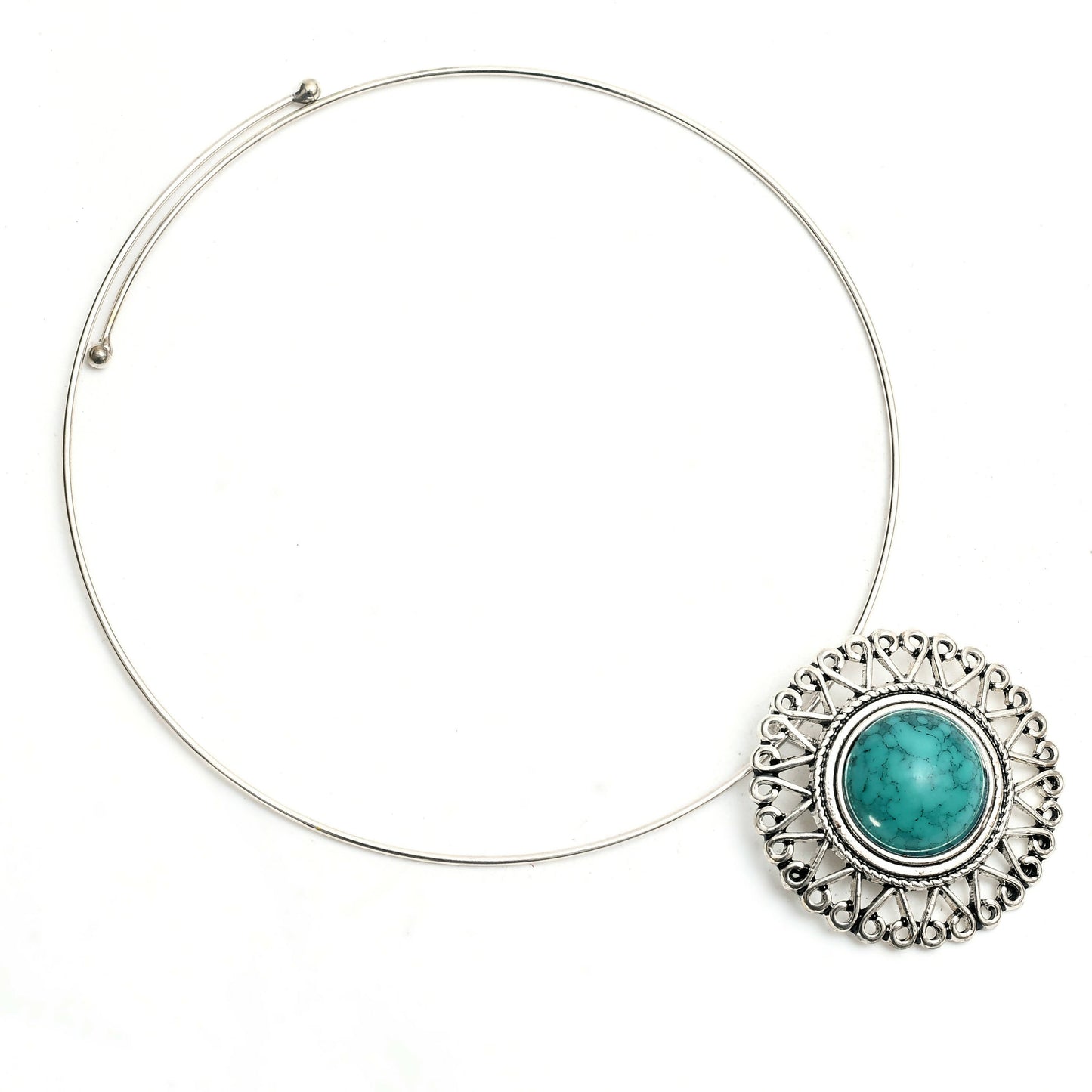 Mominos Fashion Johar Kamal Oxidised Silver-Plated Stone Work Necklace Handicraft | Swadesiicart